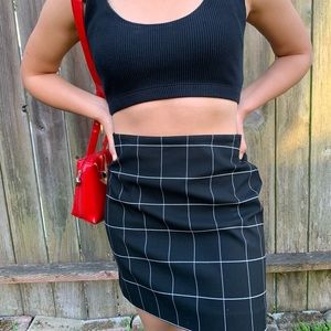 Black and white checkered skirt